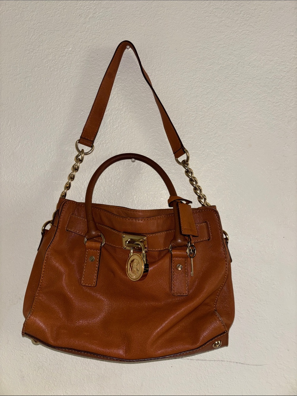 Michael Kors Cognac Leather Satchel with Gold Hardware - Picture 1 of 11